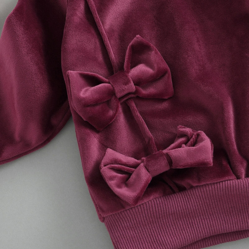 Conjunto Infantil Feminino Veludo Laçinhos