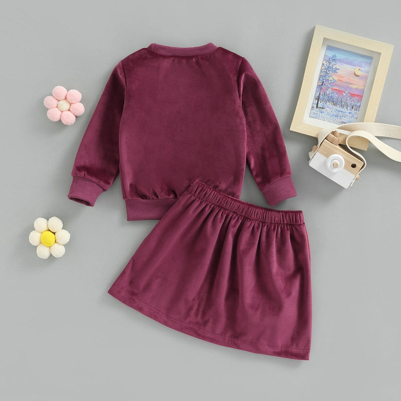 Conjunto Infantil Feminino Veludo Laçinhos