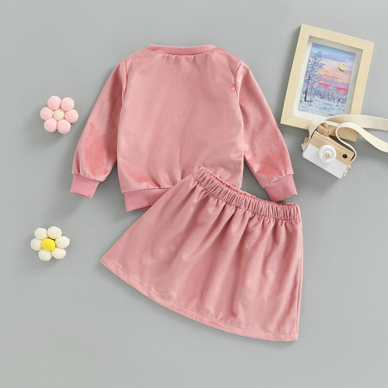 Conjunto Infantil Feminino Veludo Laçinhos
