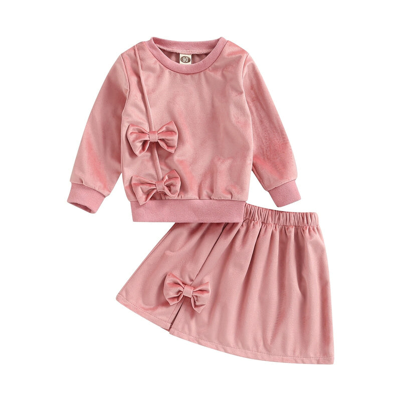 Conjunto Infantil Feminino Veludo Laçinhos