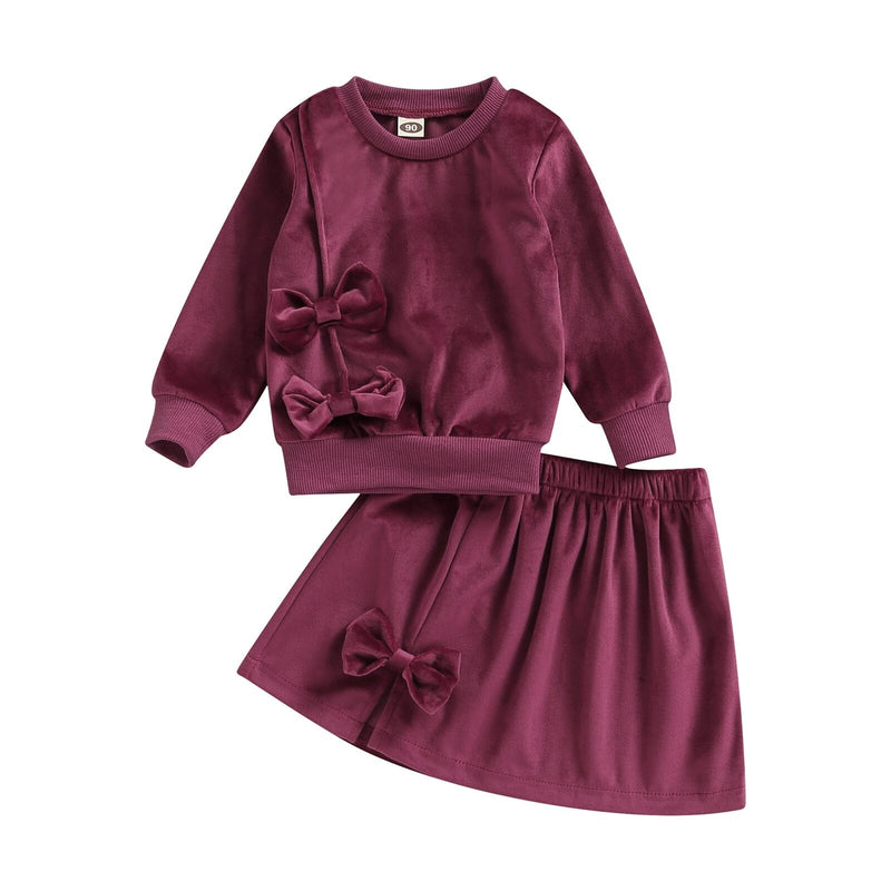 Conjunto Infantil Feminino Veludo Laçinhos