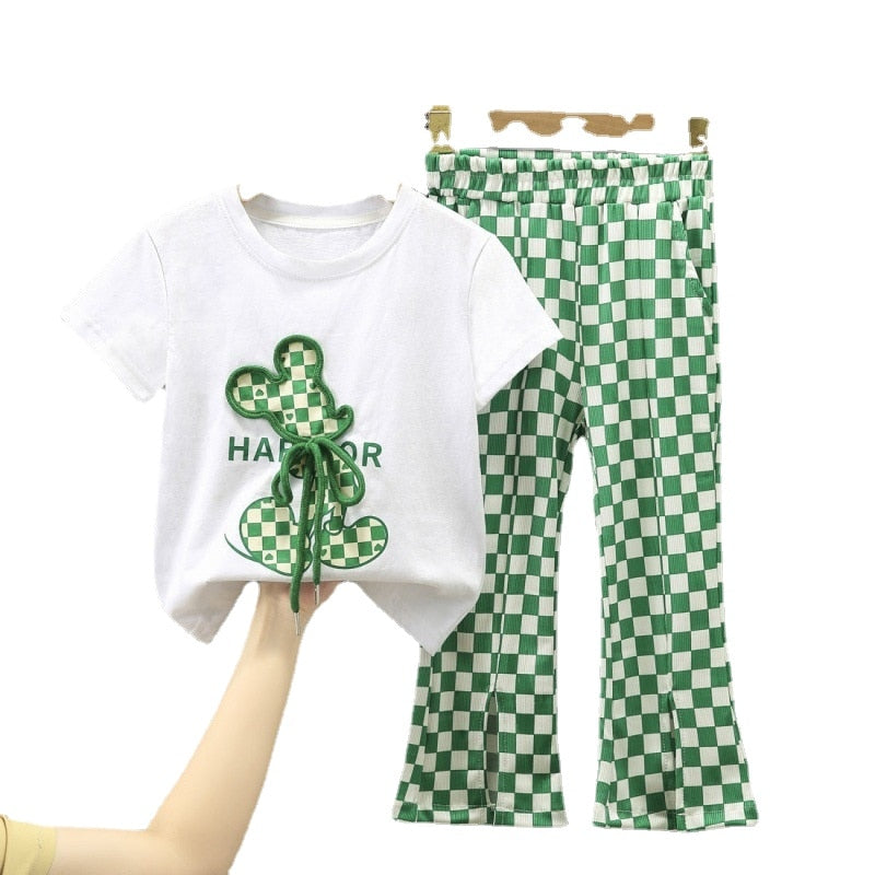 Conjunto Infantil Feminino Xadrez Mickey