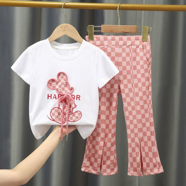 Conjunto Infantil Feminino Xadrez Mickey