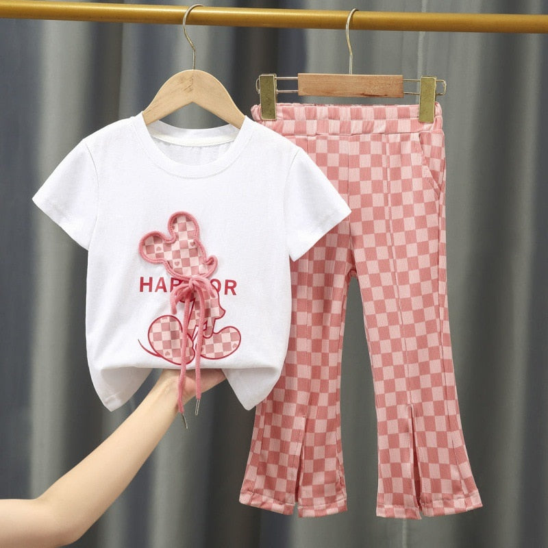 Conjunto Infantil Feminino Xadrez Mickey