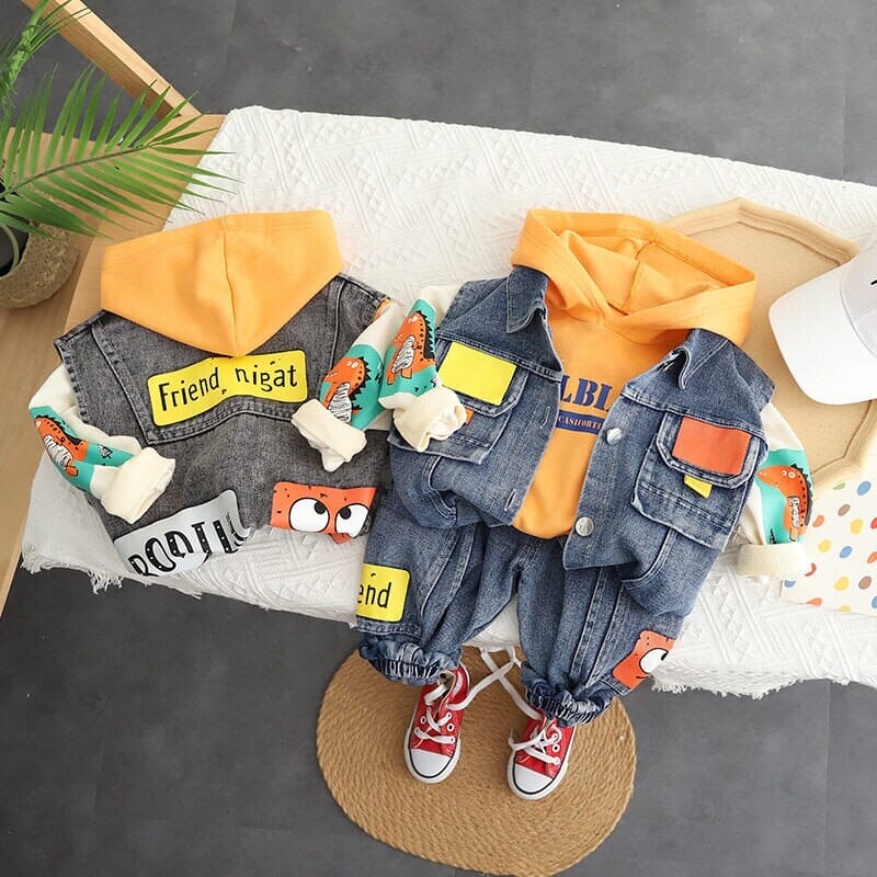 Conjunto Infantil Masculino Jeans 3 Peças