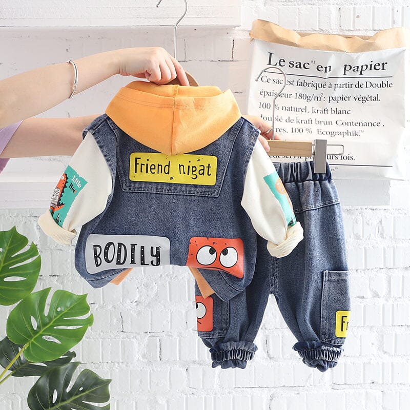 Conjunto Infantil Masculino Jeans 3 Peças