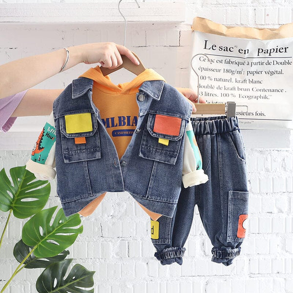Conjunto Infantil Masculino Jeans 3 Peças