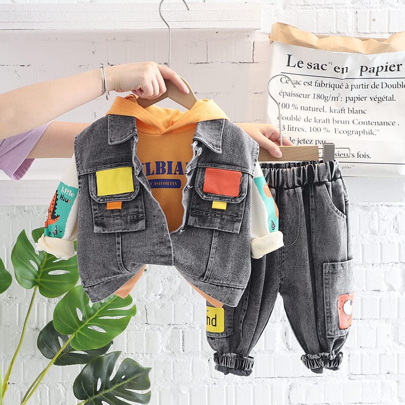 Conjunto Infantil Masculino Jeans 3 Peças
