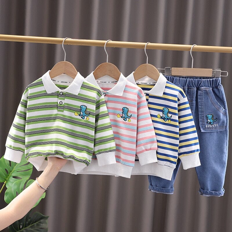 Conjunto Infantil Masculino Lístras Dinossauro