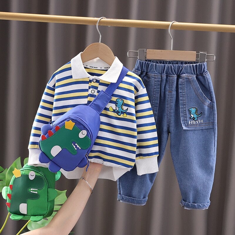 Conjunto Infantil Masculino Lístras Dinossauro