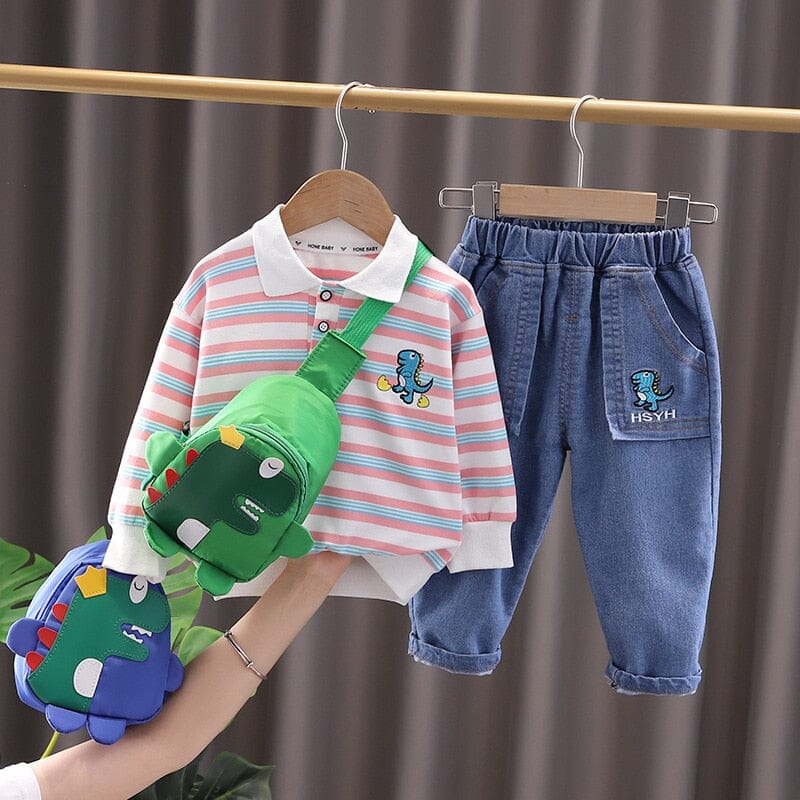Conjunto Infantil Masculino Lístras Dinossauro
