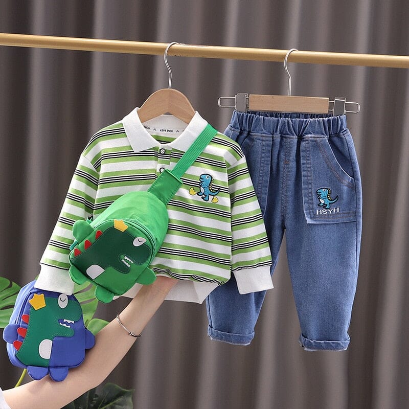 Conjunto Infantil Masculino Lístras Dinossauro