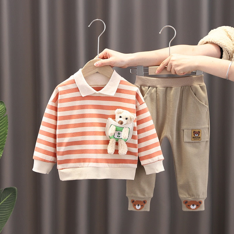 Conjunto Infantil Masculino Listras Ursinho