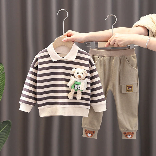 Conjunto Infantil Masculino Listras Ursinho