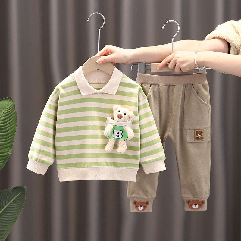 Conjunto Infantil Masculino Listras Ursinho