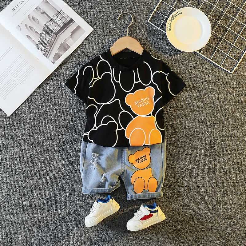 Conjunto Infantil Ursinho e Shorts Jeans