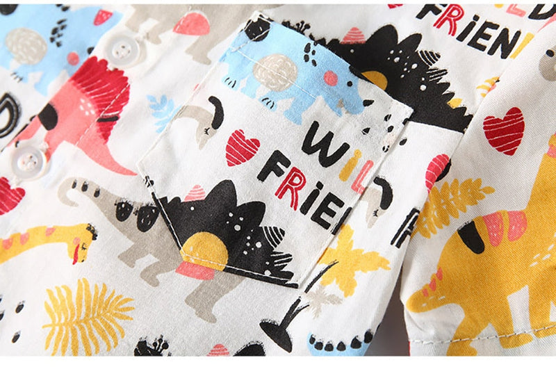 Conjunto Infantil Masculino Suspensório Dinossauro