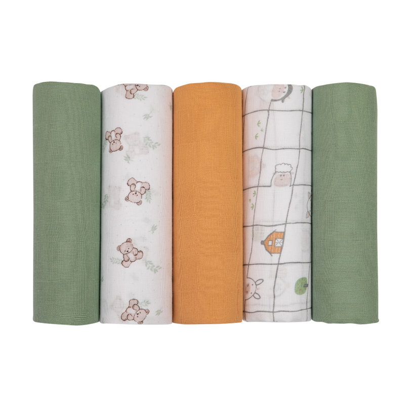 Fralda Soft Papi Baby Premium Com Bainha 78 X78 Cm 05 Peças