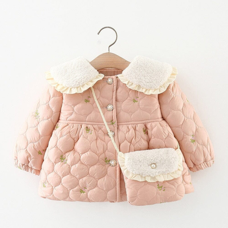 Jaqueta Infantil Florzinhas + Bolsinha