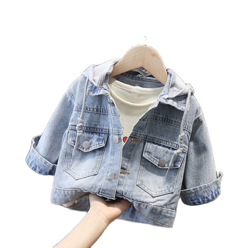 Jaqueta Infantil Jeans Touca Removível