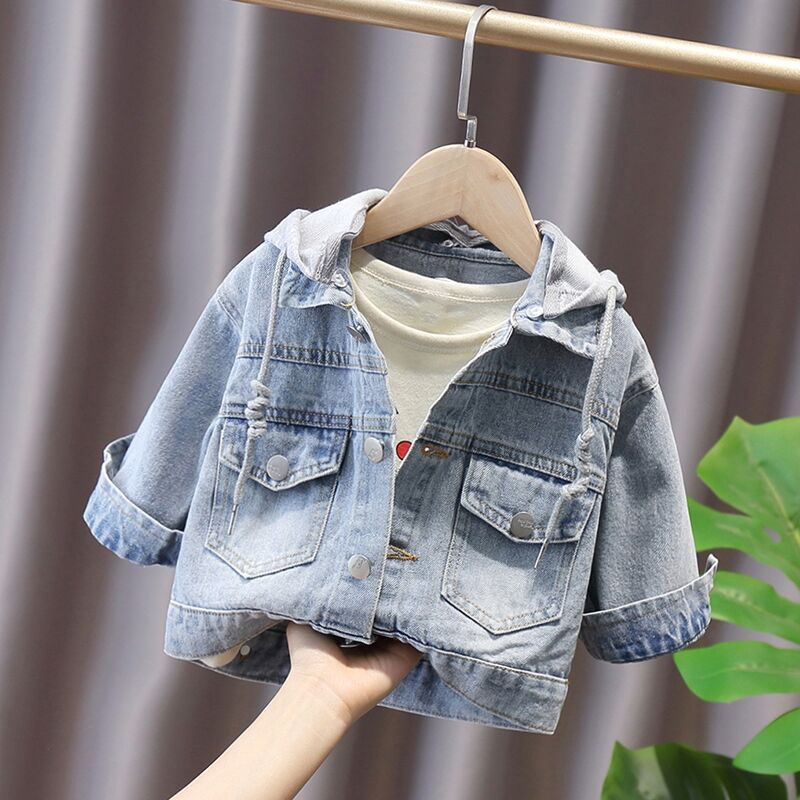 Jaqueta Infantil Jeans Touca Removível