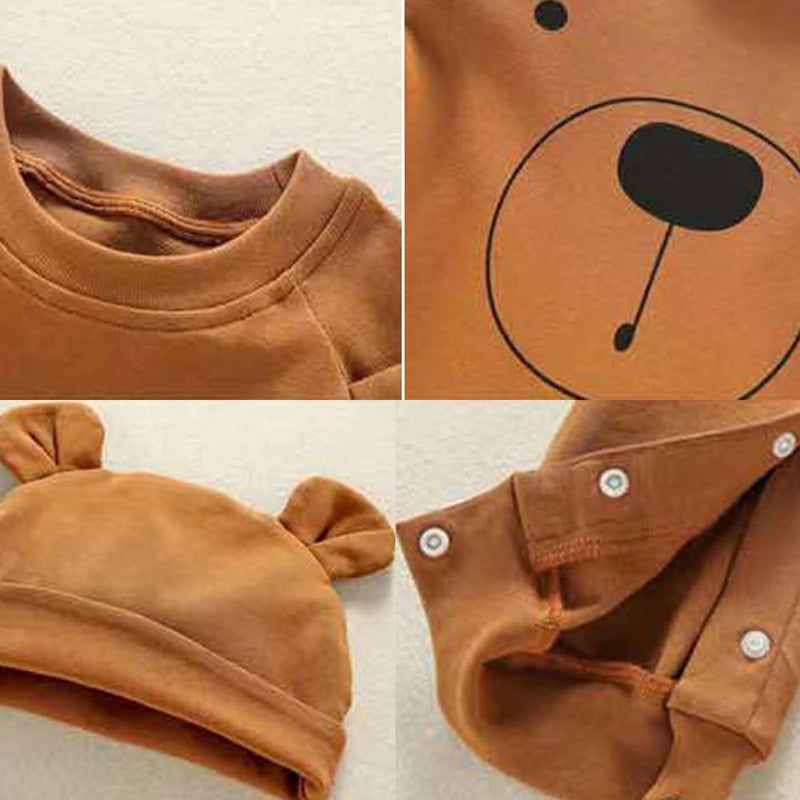 Macacão Infantil Urso Orelhinas + Touca