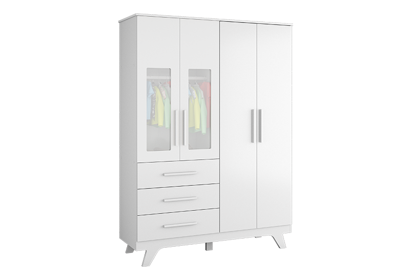 Guarda Roupa Retro Peroba 4 Porta