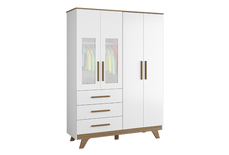 Guarda Roupa Retro Peroba 4 Porta