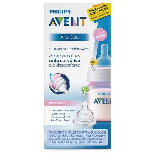 Mamadeira Anti Cólica + Bico Extra Avent 125ml