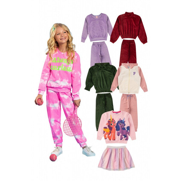 Kit Sortido 10 Peças de Roupas Infantis Feminino Inverno - 5 Casacos + 5 Calças