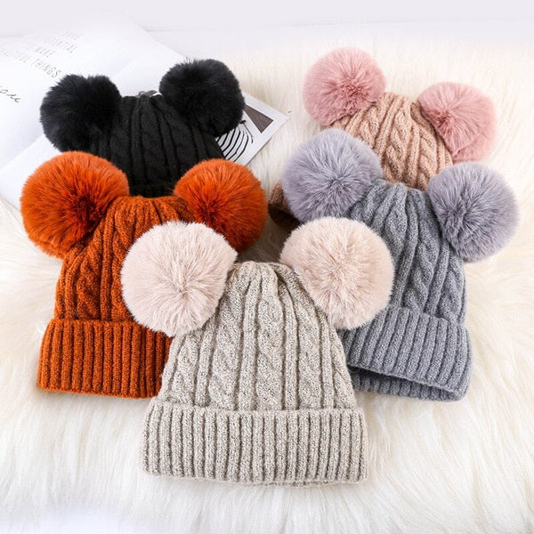 Touca Infantil  lã Pompom Duplo