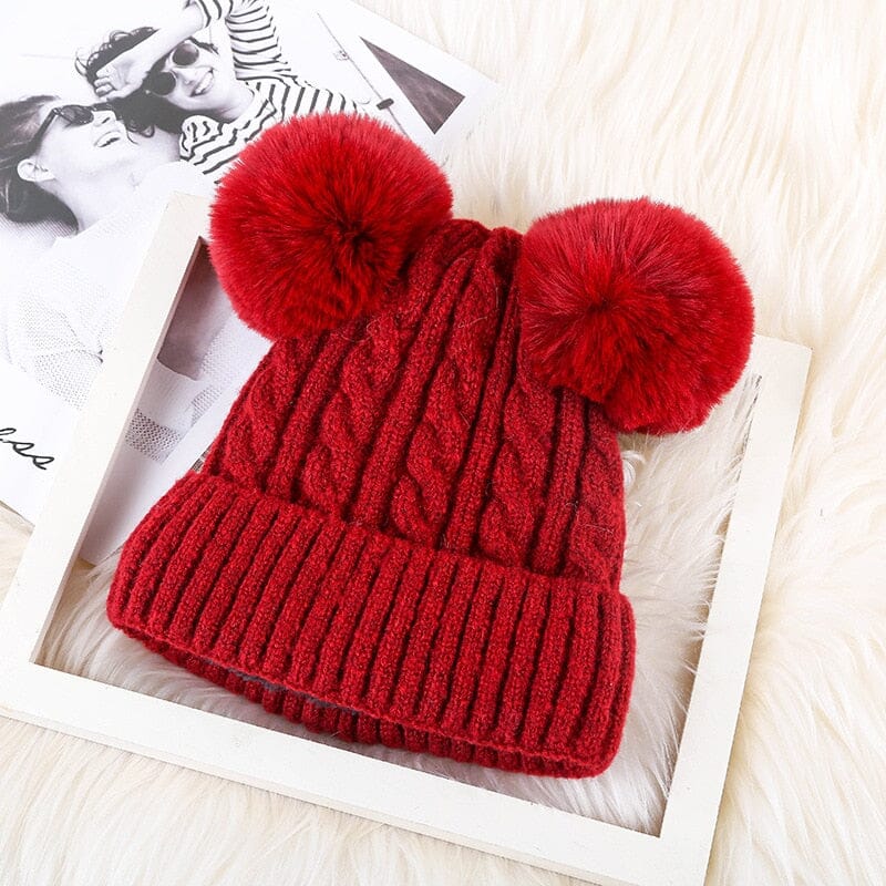 Touca Infantil  lã Pompom Duplo