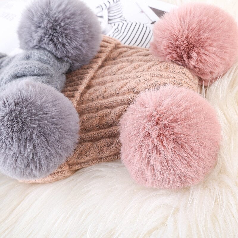 Touca Infantil  lã Pompom Duplo