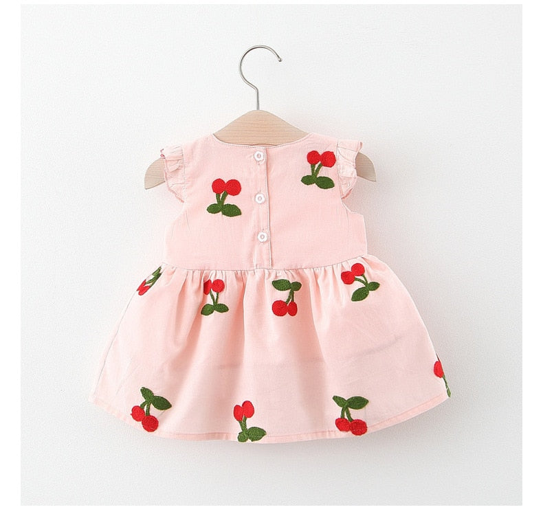 Vestido Infantil Bordado Cereja