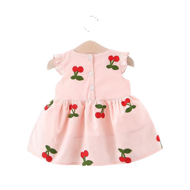 Vestido Infantil Bordado Cereja