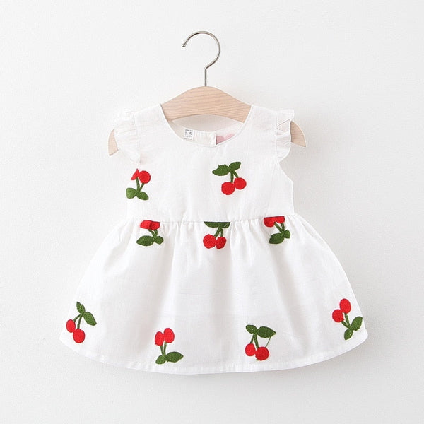 Vestido Infantil Bordado Cereja