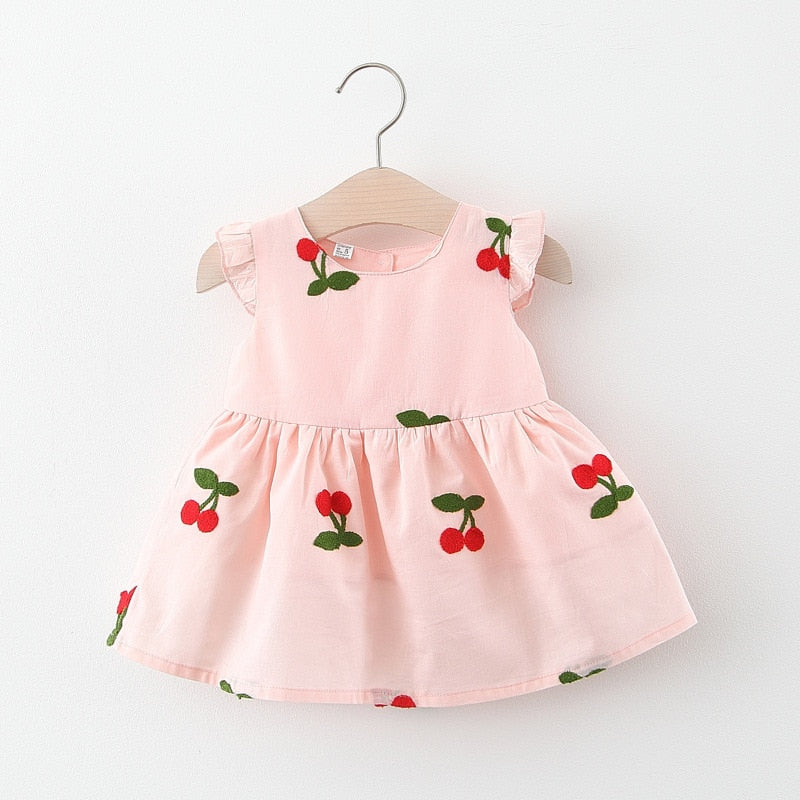 Vestido Infantil Bordado Cereja