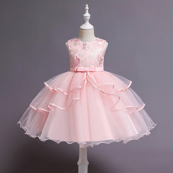Vestido de Festa Infantil Flores e Babados