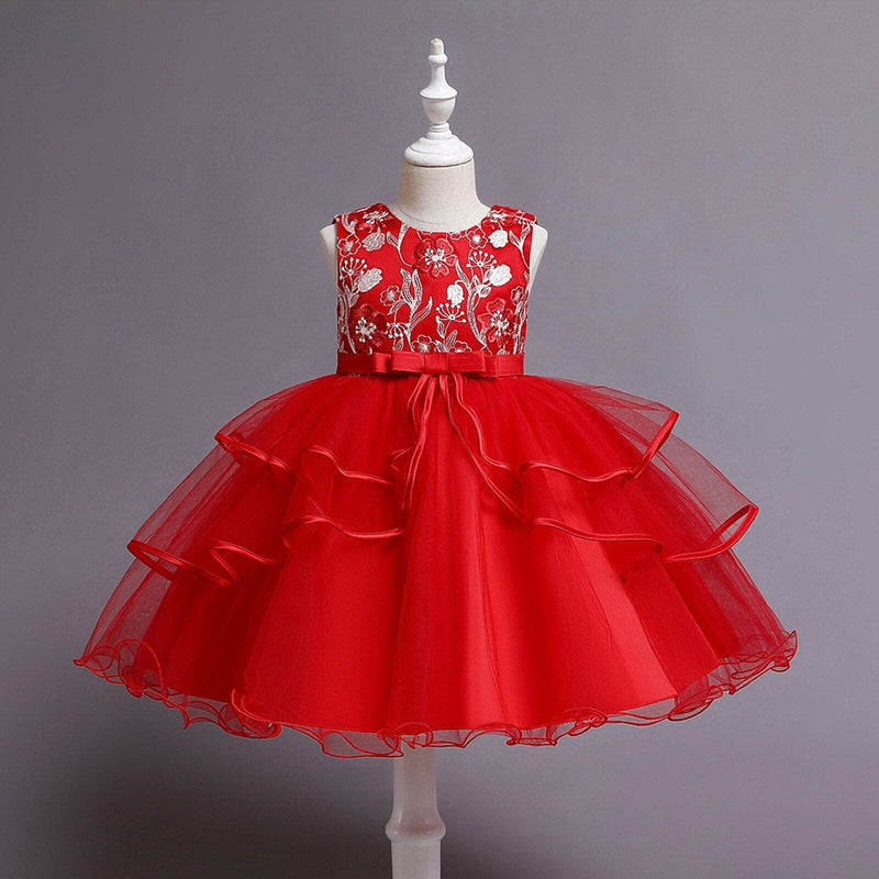 Vestido de Festa Infantil Flores e Babados