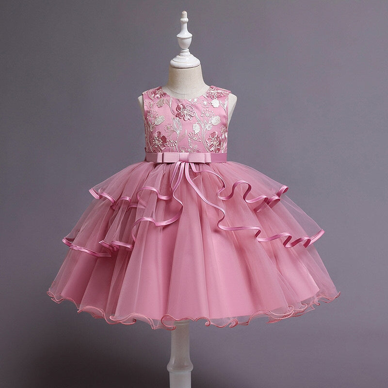Vestido de Festa Infantil Flores e Babados