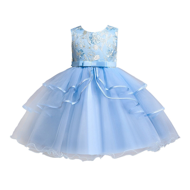 Vestido de Festa Infantil Flores e Babados