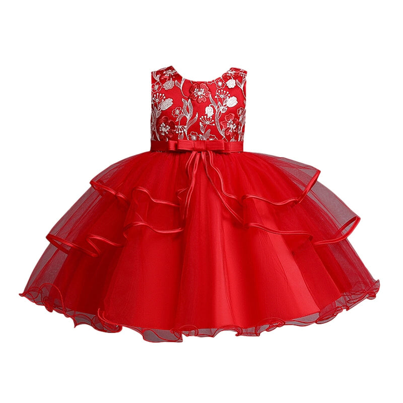 Vestido de Festa Infantil Flores e Babados