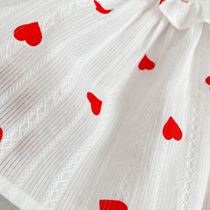 Vestido Infantil Corações  + Faixa