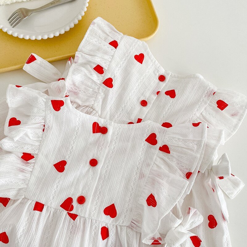 Vestido Infantil Corações  + Faixa