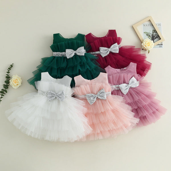 Vestido Infantil De Festa Laçinho e Tule