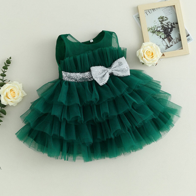 Vestido Infantil De Festa Laçinho e Tule