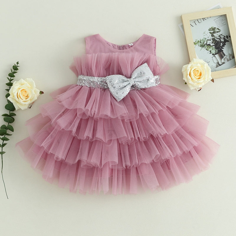 Vestido Infantil De Festa Laçinho e Tule