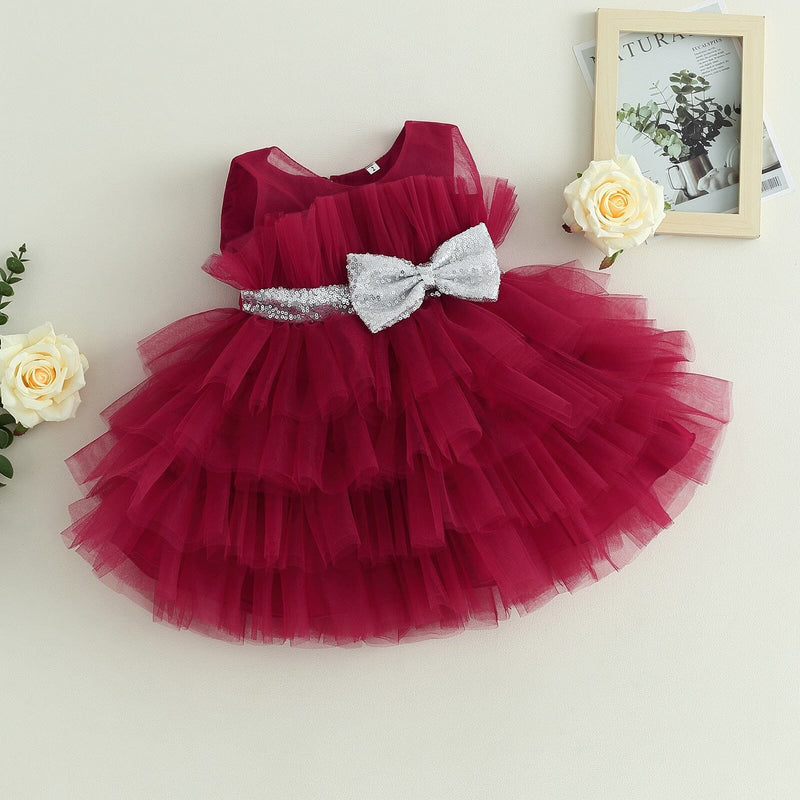 Vestido Infantil De Festa Laçinho e Tule