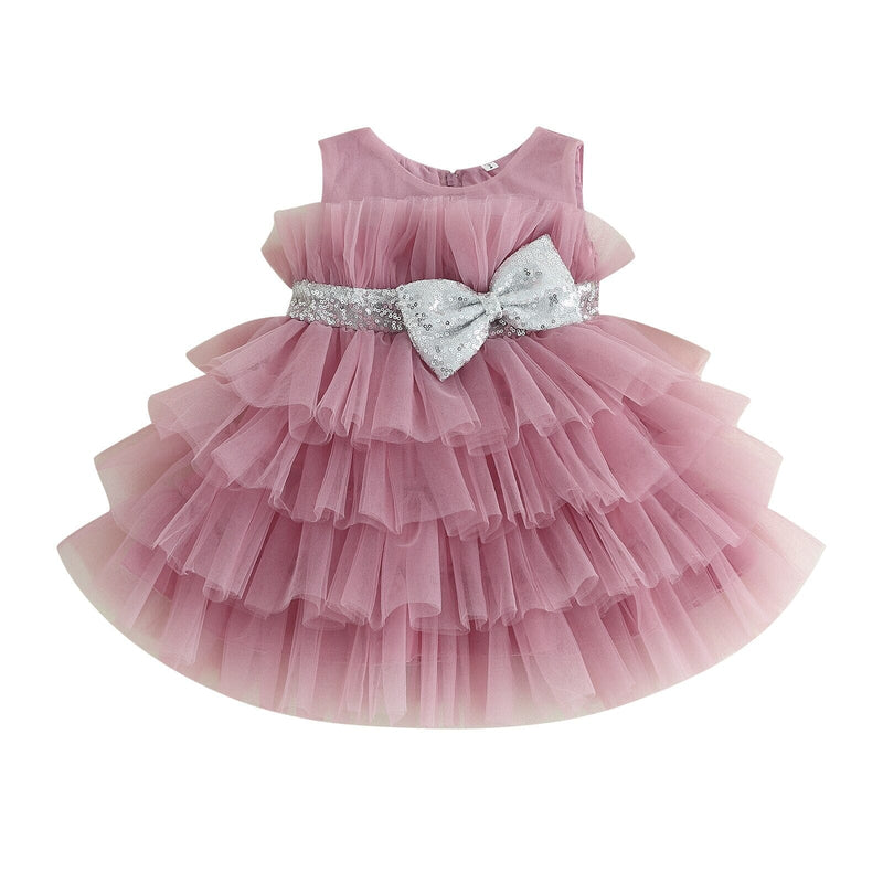 Vestido Infantil De Festa Laçinho e Tule