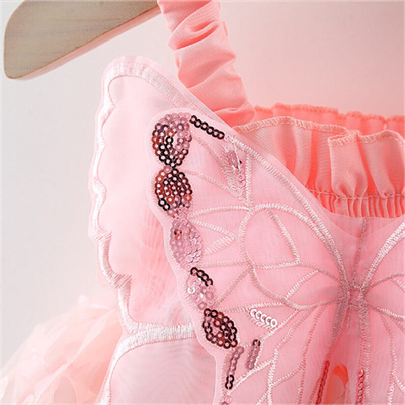 Vestido Infantil Feminino Tule Asa Borboletinhas